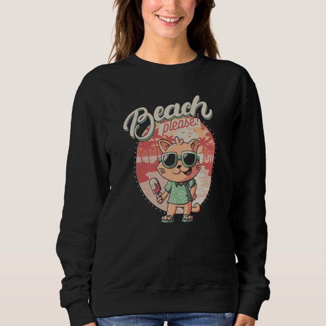 Sudadera Beach Hawaiian Vacations Vibes Cat  Summer (Anverso)