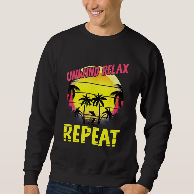 Sudadera Beach Paradise Unwind Relax Repeat Sunset Hawaiian (Anverso)