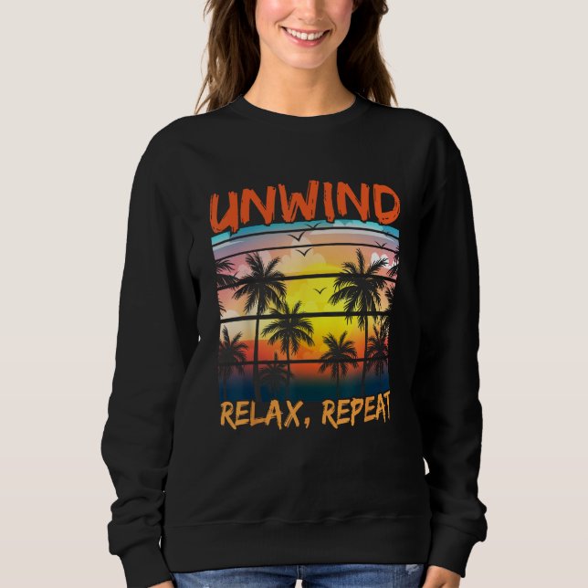 Sudadera Beach Paradise Unwind Relax Repeat Sunset Hawaiian (Anverso)