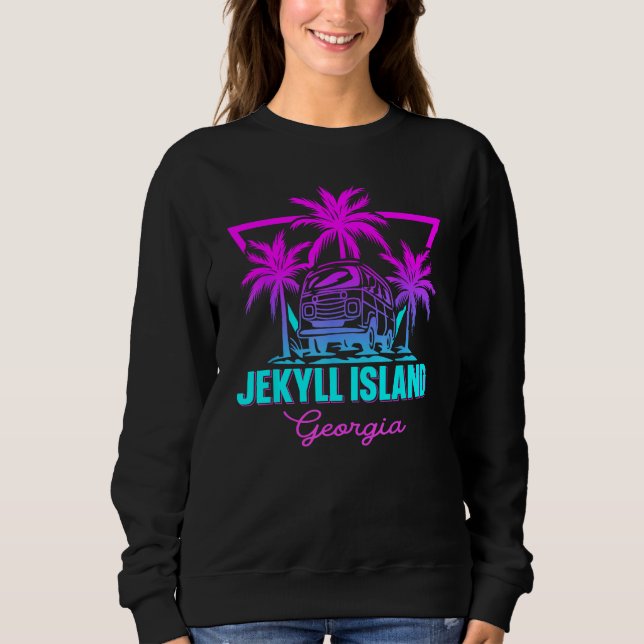 Sudadera Beach Vaporwave Vacation Souvenir Jekyll Island (Anverso)