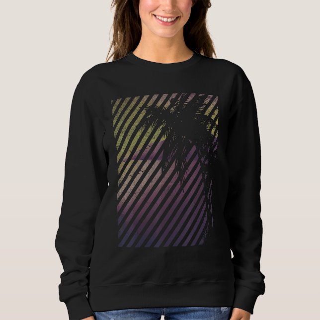Sudadera Beach With Sunset Stripes And Palm Trees (Anverso)