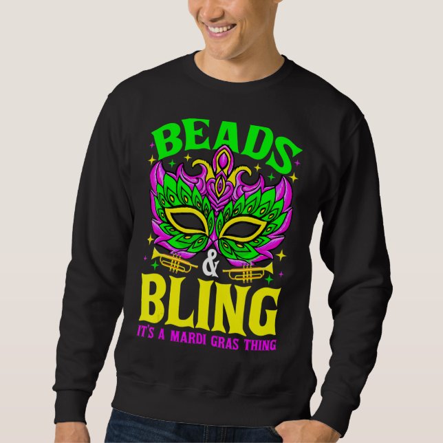 Sudadera Beads And Bling It's A Mardi Gras Thing Carnival M (Anverso)