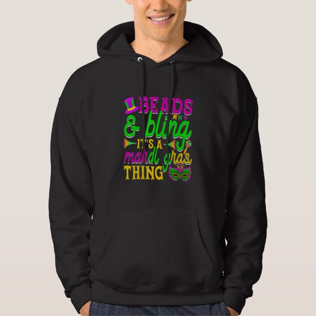 Sudadera Beads And Bling It's A Mardi Gras Thing Carnival M (Anverso)