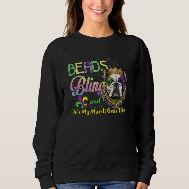 Sudadera Beads Bling Bulldog Mardi Gras Thing Carnival Masq (Anverso)