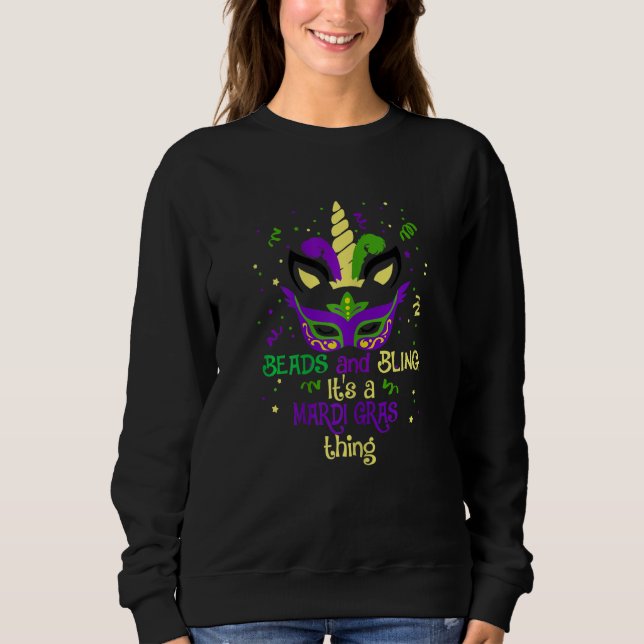 Sudadera Beads & Bling Its a Mardi Gras Thing Unicorn Baby  (Anverso)