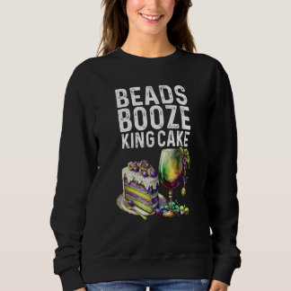 Sudadera Beads Booze King Cake Mardi Gras Party Drink Crew