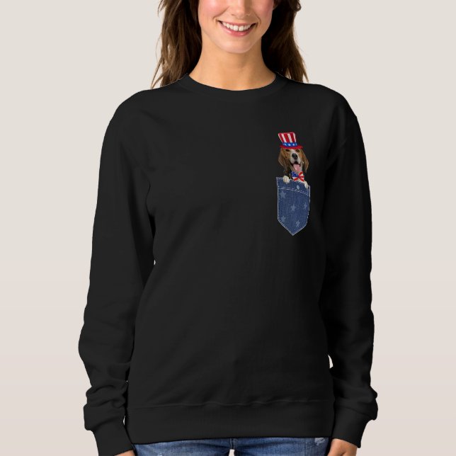 Sudadera Beagle 4 De Julio Para Mujeres Perro Bandera Estad (Anverso)