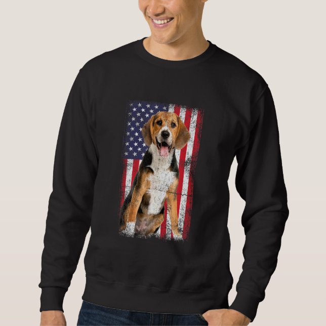 Sudadera Beagle Dog American Flag Vintage (Anverso)