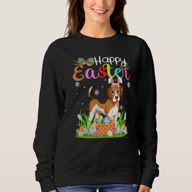 Sudadera Beagle Dog Bunny Egg Hunting Beagle Feliz Pascua (Anverso)