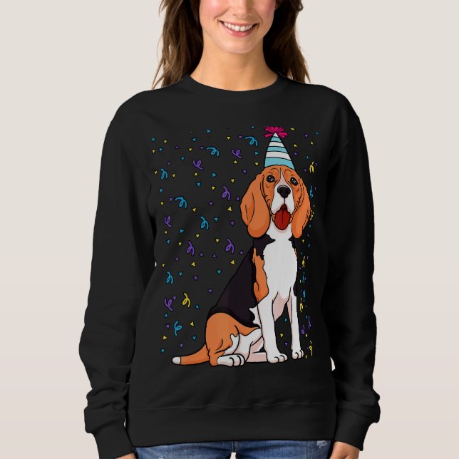 Sudadera Beagle Dog Celebración del cumpleaños Día del anim (Anverso)
