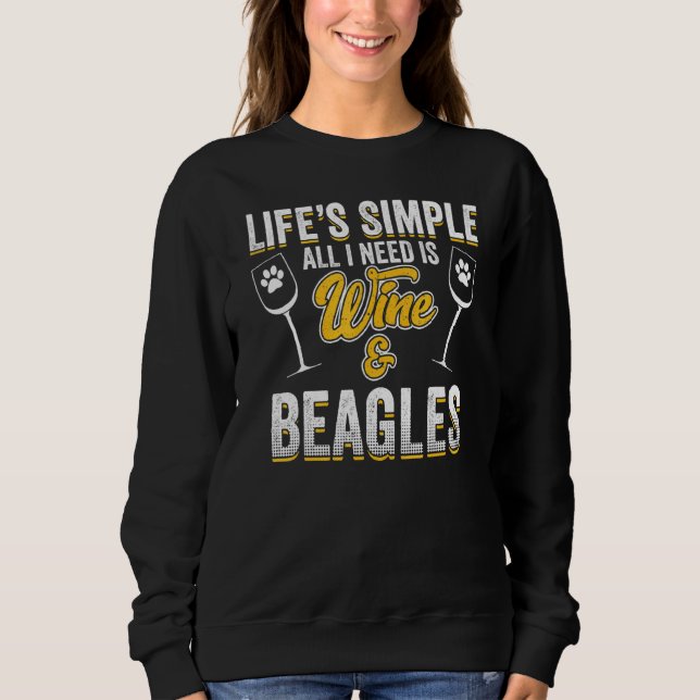 Sudadera Beagle Dog Dog Wine Saying Pun Cita (Anverso)