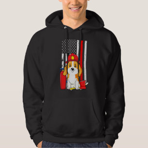 Sudadera Beagle Dog Firefighter Bandera Americana Delgada L