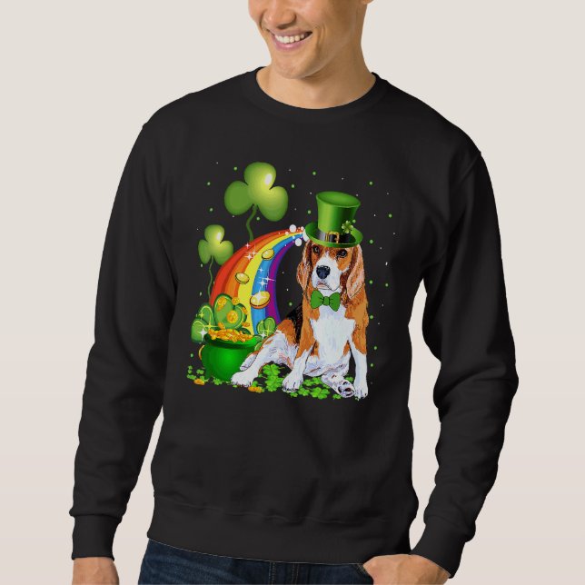 Sudadera Beagle Dog Irish Leprechaun St Patrick Day (Anverso)