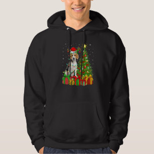 Sudadera Beagle Dog Lighting Xmas Tree Santa Hat Beagle Chr