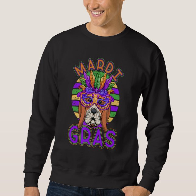 Sudadera Beagle Dog Mardi Gras Mask Mascota Mamá papá Puppy (Anverso)