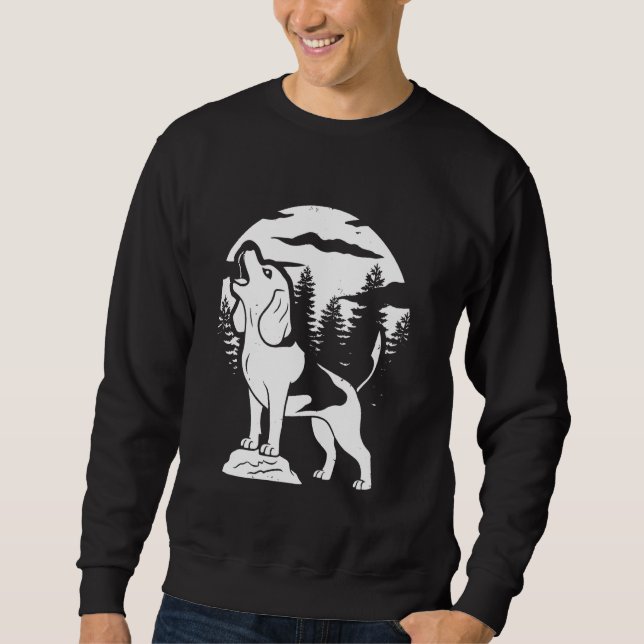 Sudadera Beagle Dog Raza - Mascota Moon Howling (Anverso)