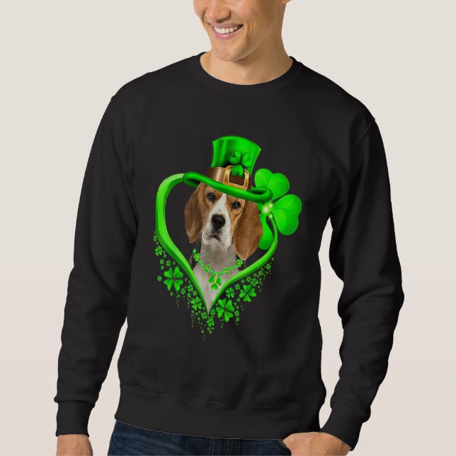 Sudadera Beagle Dog St Patricks Day Lover Irish Shamrock (Anverso)