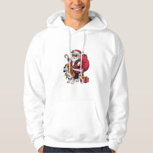 Sudadera Beagle Dog Xmas iluminando a Santa Riding Beagle C