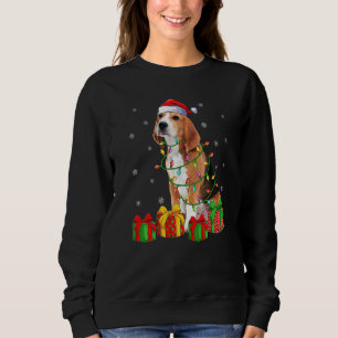 Sudadera Beagle Dog Xmas iluminando Santa Hat Beagle Christ