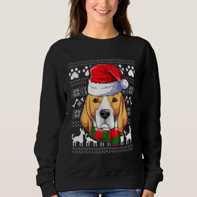 Sudadera Beagle feo Papá Noel Navidades de ropa navideña (Anverso)