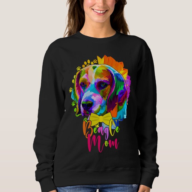 Sudadera Beagle Mom Cute Colourful Dog Sunflower  Mother's  (Anverso)