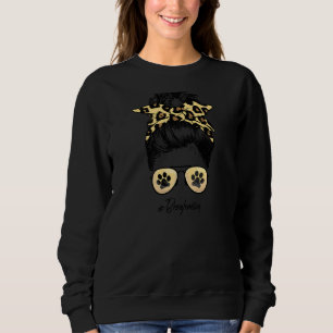 Sudadera Beagle Mom Dog Mom Messy Hair Bun Leopard Print Wo