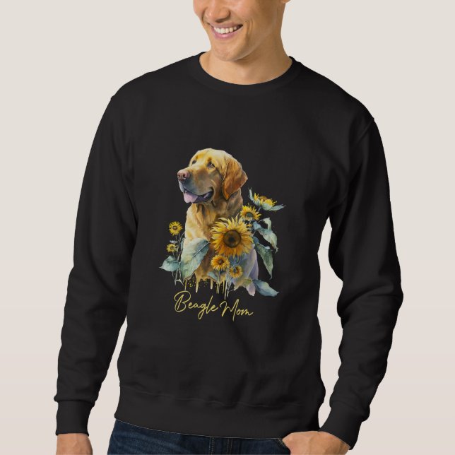 Sudadera Beagle Mom Sunflower With Dog Paw Mother s Day (Anverso)