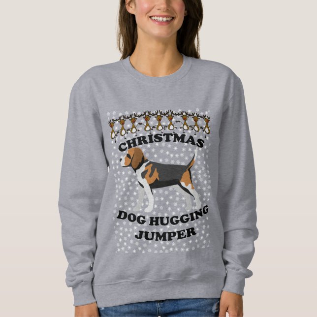 Sudadera Beagle Navidades Perro Hugging (Anverso)