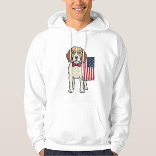 Sudadera Beagle Patriótico con Bandera Arte Vectorial Vinta
