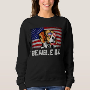 Sudadera Beagle Patriótico Papá Bandera Estadounidense 4 De