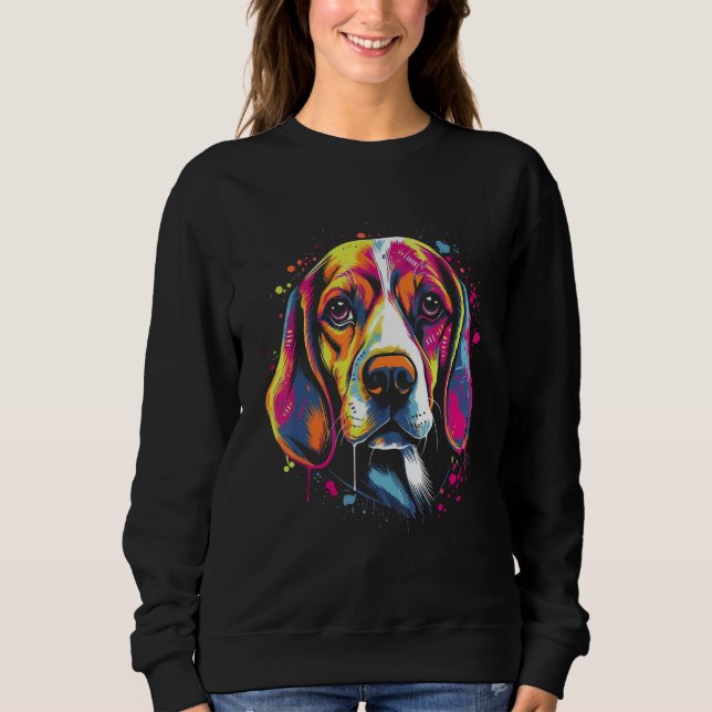 Sudadera Beagle Retro Rainbow Splashes Design (Anverso)
