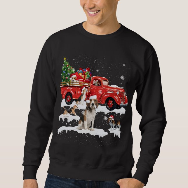 Sudadera Beagle Riding Red Truck Feliz Navidad X-mas Feo (Anverso)
