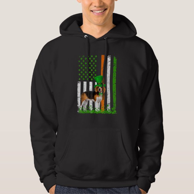 Sudadera Beagle Saint Patrick's Day corea la bandera estado (Anverso)