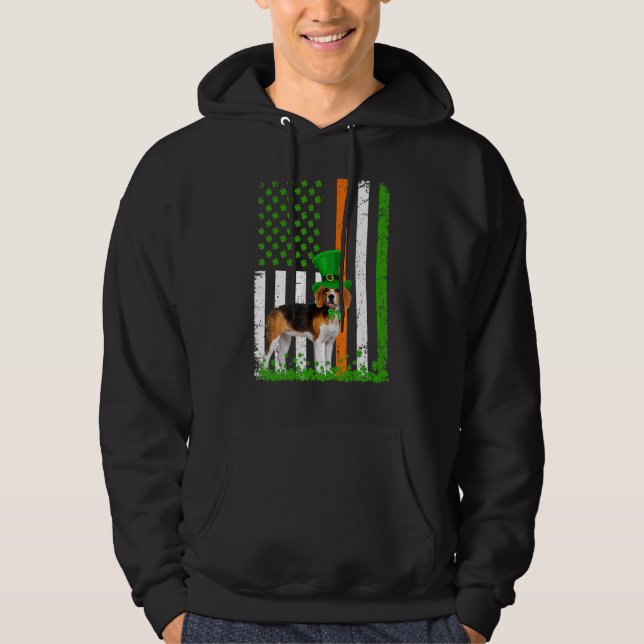 Sudadera Beagle Saint Patrick's Day Dogs Lover American Fla (Anverso)