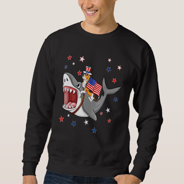 Sudadera Beagle Shark 4 De Julio Perro Mamá Papá Cachorro (Anverso)