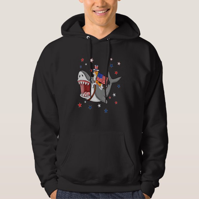 Sudadera Beagle Shark 4 De Julio Perro Mamá Papá Cachorro (Anverso)