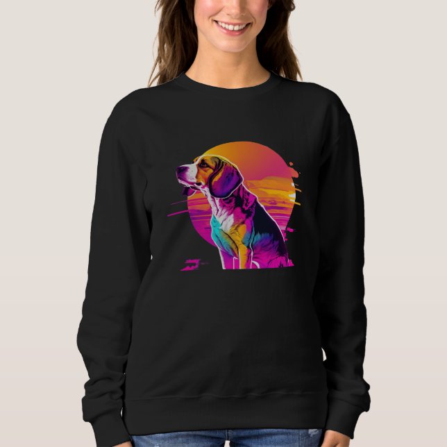 Sudadera Beagle Synthwave 80s Retrowave Aesthetic (Anverso)