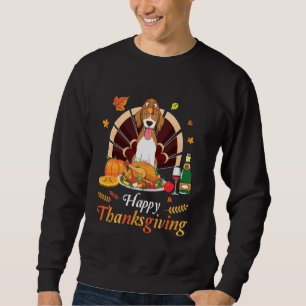 Sudadera Beagle Turkey Costume Vino Calabaza de cerdo Feliz