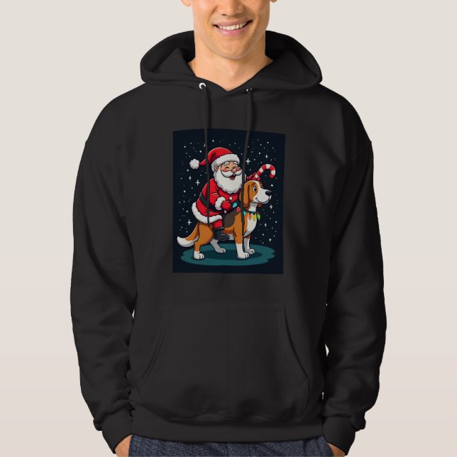 Sudadera Beagle Xmas Lighting Santa Riding Beagle Dog Chris (Anverso)