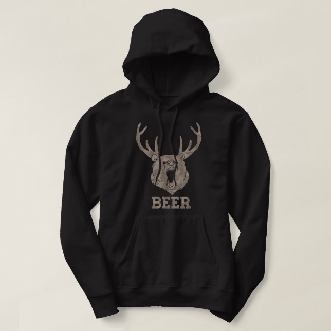 Sudadera Bear Deer Beer Drinking Camo Antlers Hunting Campi (Diseño del anverso)