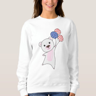 Sudadera Bear Flies Balloons USA Up Sweet Animals Polar