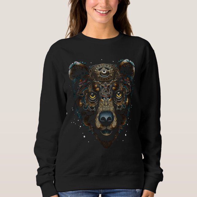 Sudadera Bear Mandala Fantasy Art - Animal Motif Bear (Anverso)