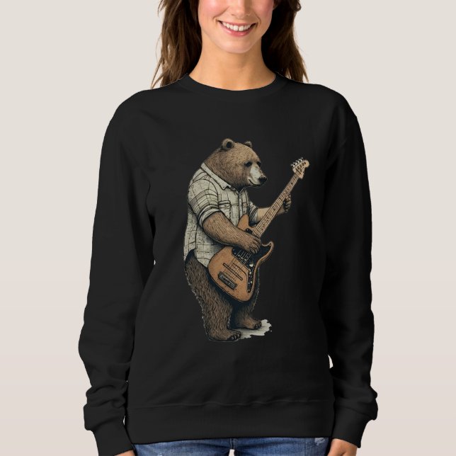 Sudadera BEAR PLAYING GUITAR Guitarist Bear Electric Bass G (Anverso)