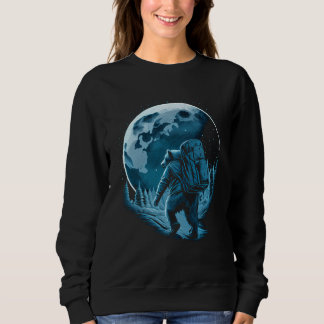Sudadera Bear With Backpack Travels On The Moon Graphic