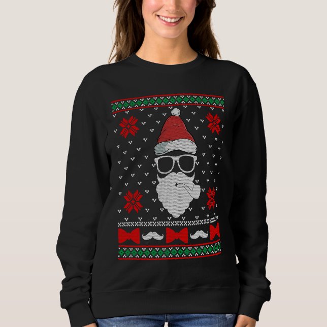Sudadera Beard Proud Santa Hipster Ugly Christmas Holiday P (Anverso)