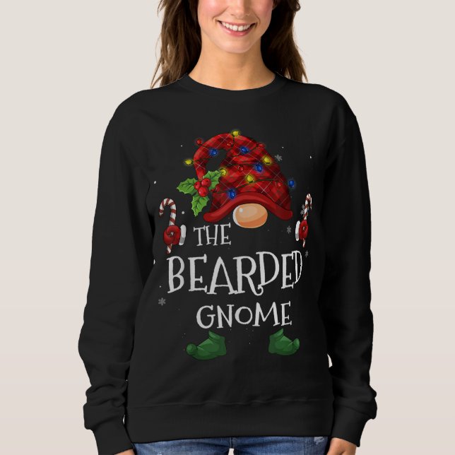 Sudadera Bearded Elf Buffalo Plaid Christmas Tree Light (Anverso)
