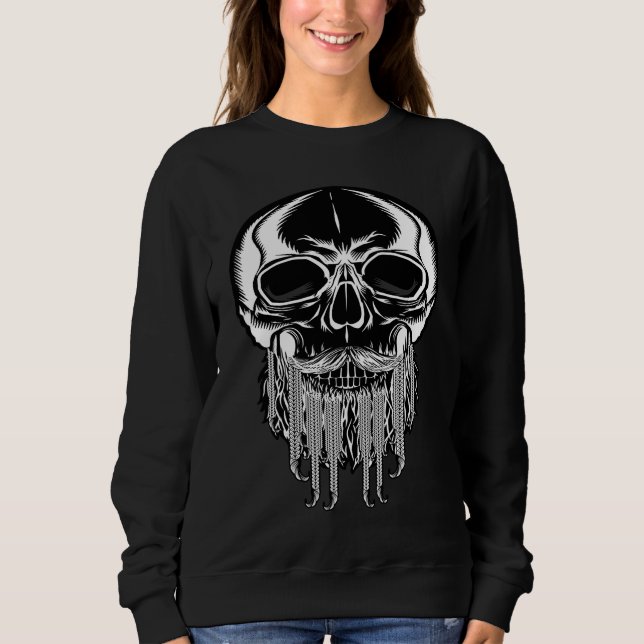 Sudadera Bearded Skull  Skeleton Beard  Viking  Pirate  1 (Anverso)