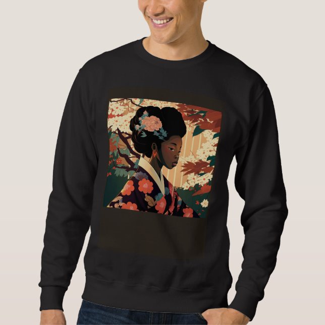 Sudadera Beautiful African Asian woman in kimono Afro Asian (Anverso)