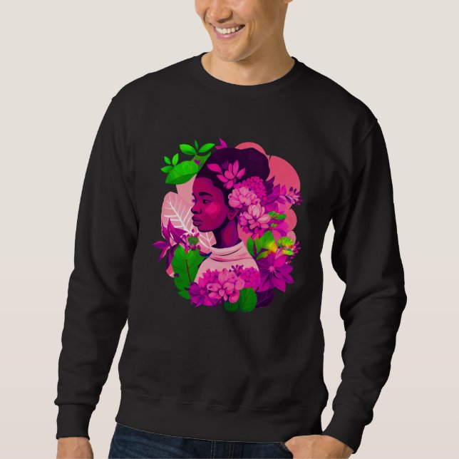 Sudadera Beautiful Black Woman Afro Melanin Queen Cute Flow (Anverso)