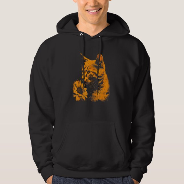 Sudadera beautiful cat and sunflower portrait silhouette  o (Anverso)